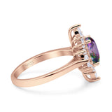 Vintage Style Oval Engagement Ring Simulated Cubic Zirconia 925 Sterling Silver