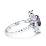 Vintage Style Oval Engagement Ring Simulated Cubic Zirconia 925 Sterling Silver