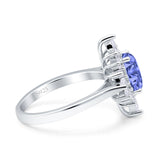 Vintage Style Oval Engagement Ring Simulated Cubic Zirconia 925 Sterling Silver