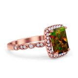 Art Deco Accent Halo Radiant Engagement Ring Cubic Zirconia 925 Sterling Silver