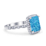 Art Deco Accent Halo Radiant Engagement Ring Cubic Zirconia 925 Sterling Silver