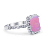 Art Deco Accent Halo Radiant Engagement Ring Cubic Zirconia 925 Sterling Silver