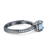 Accent Hidden Halo Round Natural Aquamarine Engagement Ring