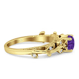 Vintage Style Floral Round Engagement Ring Cubic Zirconia 925 Sterling Silver