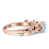 Vintage Style Floral Round Engagement Ring Cubic Zirconia 925 Sterling Silver