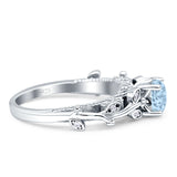 Vintage Style Floral Round Engagement Ring Cubic Zirconia 925 Sterling Silver