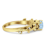 Vintage Style Floral Round Engagement Ring Cubic Zirconia 925 Sterling Silver