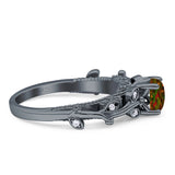 Vintage Style Floral Round Engagement Ring Cubic Zirconia 925 Sterling Silver