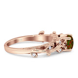 Vintage Style Floral Round Engagement Ring Cubic Zirconia 925 Sterling Silver