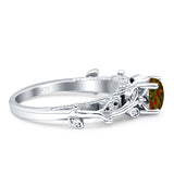 Vintage Style Floral Round Engagement Ring Cubic Zirconia 925 Sterling Silver