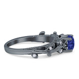 Vintage Style Floral Round Engagement Ring Cubic Zirconia 925 Sterling Silver