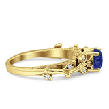 Vintage Style Floral Round Engagement Ring Cubic Zirconia 925 Sterling Silver