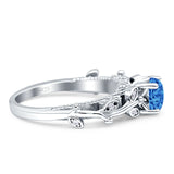 Vintage Style Floral Round Engagement Ring Cubic Zirconia 925 Sterling Silver