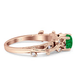 Vintage Style Floral Round Engagement Ring Cubic Zirconia 925 Sterling Silver