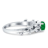 Vintage Style Floral Round Engagement Ring Cubic Zirconia 925 Sterling Silver
