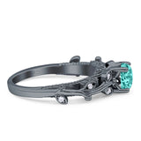 Vintage Style Floral Round Engagement Ring Cubic Zirconia 925 Sterling Silver