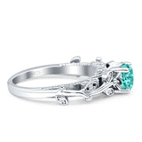 Vintage Style Floral Round Engagement Ring Cubic Zirconia 925 Sterling Silver