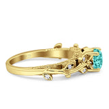 Vintage Style Floral Round Engagement Ring Cubic Zirconia 925 Sterling Silver