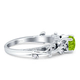 Vintage Style Floral Round Engagement Ring Cubic Zirconia 925 Sterling Silver