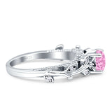 Vintage Style Floral Round Engagement Ring Cubic Zirconia 925 Sterling Silver