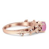 Vintage Style Floral Round Engagement Ring Cubic Zirconia 925 Sterling Silver