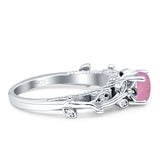 Vintage Style Floral Round Engagement Ring Cubic Zirconia 925 Sterling Silver