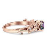 Vintage Style Floral Round Engagement Ring Cubic Zirconia 925 Sterling Silver