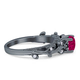 Vintage Style Floral Round Engagement Ring Cubic Zirconia 925 Sterling Silver