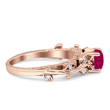 Vintage Style Floral Round Engagement Ring Cubic Zirconia 925 Sterling Silver