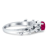 Vintage Style Floral Round Engagement Ring Cubic Zirconia 925 Sterling Silver