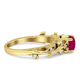 Vintage Style Floral Round Engagement Ring Cubic Zirconia 925 Sterling Silver