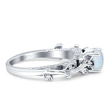 Vintage Style Floral Round Engagement Ring Cubic Zirconia 925 Sterling Silver