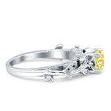 Vintage Style Floral Round Engagement Ring Cubic Zirconia 925 Sterling Silver