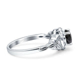 Art Deco Round Engagement Ring Cubic Zirconia 925 Sterling Silver