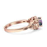 Art Deco Round Engagement Ring Cubic Zirconia 925 Sterling Silver