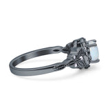 Art Deco Round Engagement Ring Cubic Zirconia 925 Sterling Silver