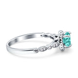 Halo Round Engagement Ring Cubic Zirconia 925 Sterling Silver