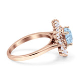 Floral Art Deco Round Engagement Ring Simulated Cubic Zirconia 925 Sterling Silver