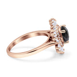 Floral Art Deco Round Engagement Ring Simulated Cubic Zirconia 925 Sterling Silver