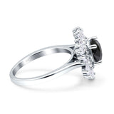 Floral Art Deco Round Engagement Ring Simulated Cubic Zirconia 925 Sterling Silver