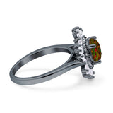 Floral Art Deco Round Engagement Ring Simulated Cubic Zirconia 925 Sterling Silver