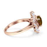 Floral Art Deco Round Engagement Ring Simulated Cubic Zirconia 925 Sterling Silver