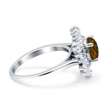 Floral Art Deco Round Engagement Ring Simulated Cubic Zirconia 925 Sterling Silver