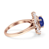 Floral Art Deco Round Engagement Ring Simulated Cubic Zirconia 925 Sterling Silver