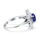 Floral Art Deco Round Engagement Ring Simulated Cubic Zirconia 925 Sterling Silver