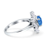 Floral Art Deco Round Engagement Ring Simulated Cubic Zirconia 925 Sterling Silver