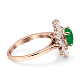 Floral Art Deco Round Engagement Ring Simulated Cubic Zirconia 925 Sterling Silver