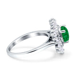 Floral Art Deco Round Engagement Ring Simulated Cubic Zirconia 925 Sterling Silver