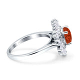 Floral Art Deco Round Engagement Ring Simulated Cubic Zirconia 925 Sterling Silver