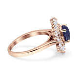 Floral Art Deco Round Lab Alexandrite Halo Engagement Ring